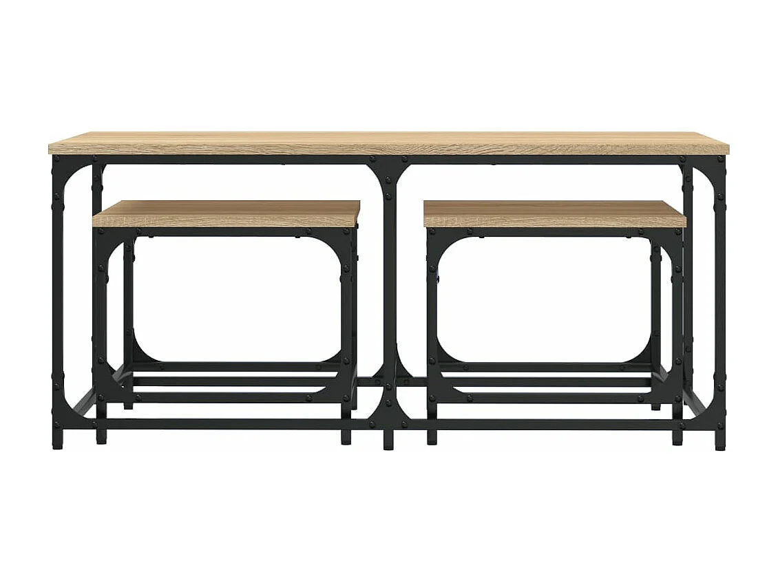 Mesas de centro apilables 3 piezas madera ingeniería roble Sonoma