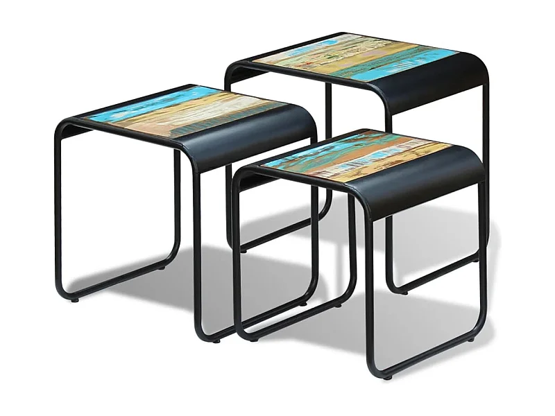 Tables gigognes 3 pièces Bois de récupération massif