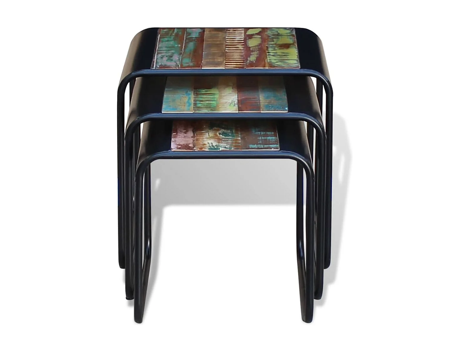 Set de 3 mesas auxiliares madera maciza reciclada