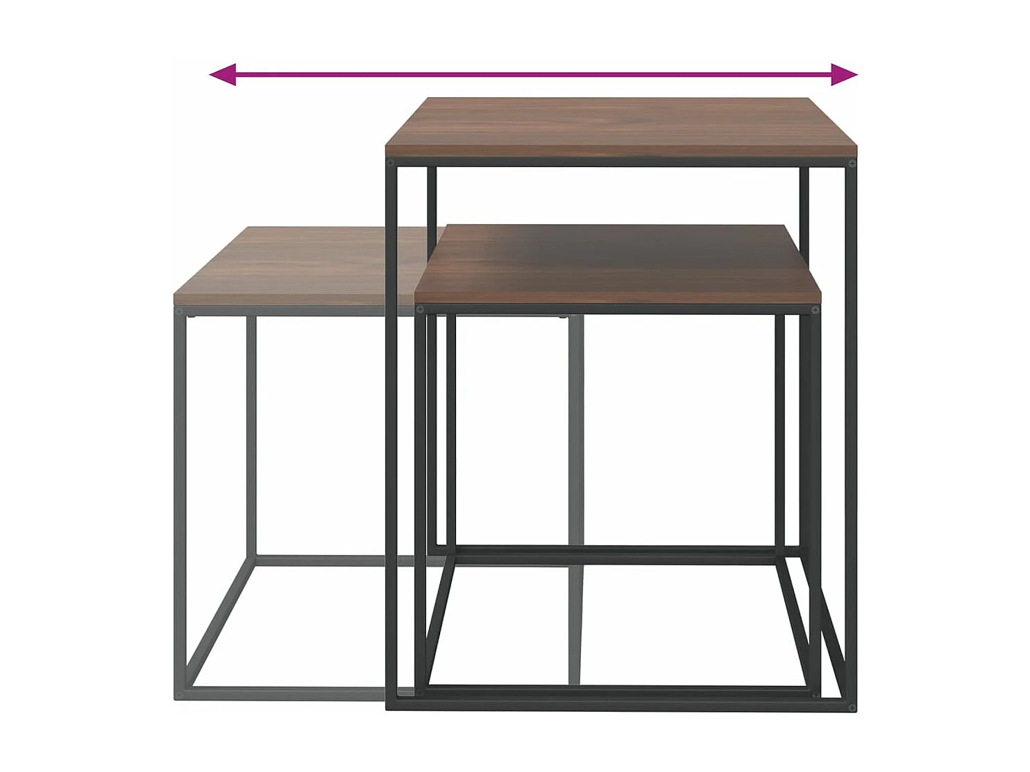 Salontafelset 2 st bewerkt hout en metaal