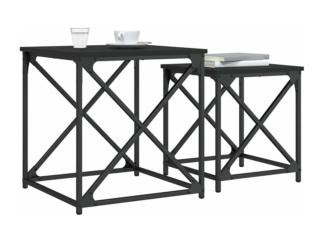 Tables basses gigognes 2 pièces noir bois d'ingénierie