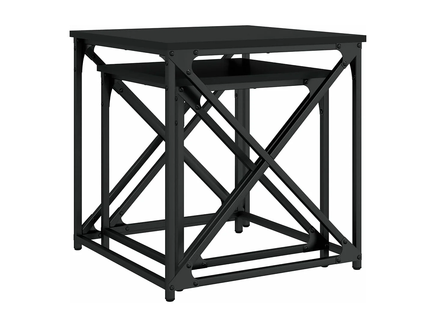 Tables basses gigognes 2 pièces noir bois d'ingénierie