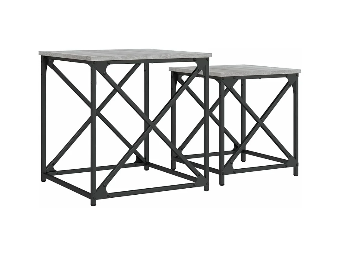 Tables basses gigognes 2 pièces sonoma gris bois d'ingénierie