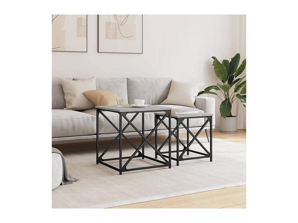 Tables basses gigognes 2 pièces sonoma gris bois d'ingénierie