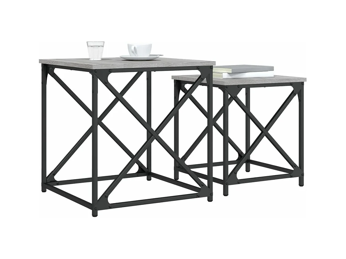 Tables basses gigognes 2 pièces sonoma gris bois d'ingénierie