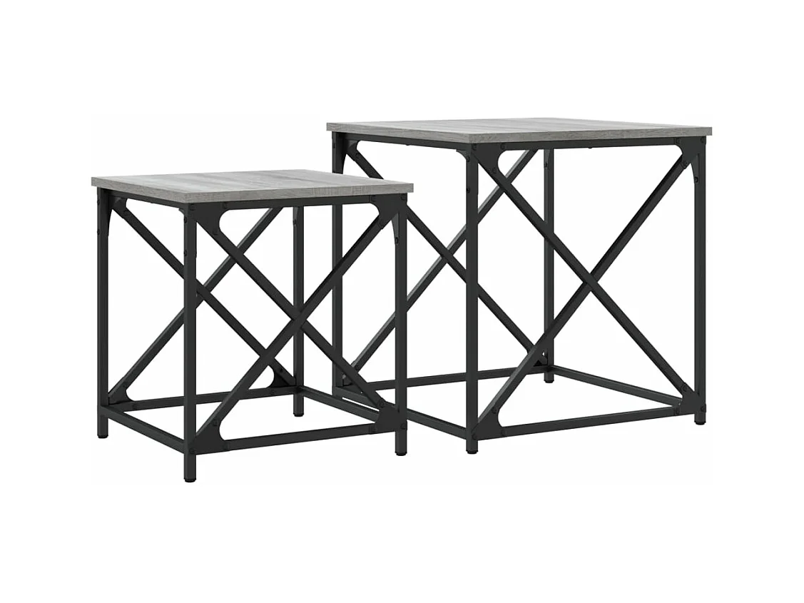 Tables basses gigognes 2 pièces sonoma gris bois d'ingénierie