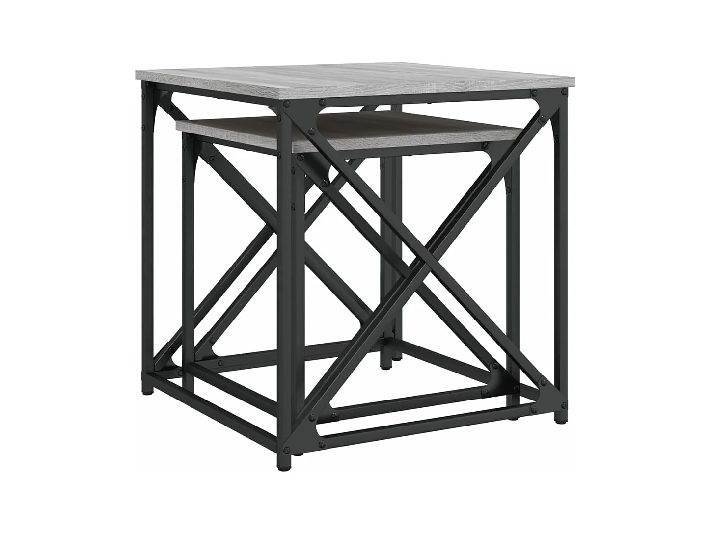 Tables basses gigognes 2 pièces sonoma gris bois d'ingénierie