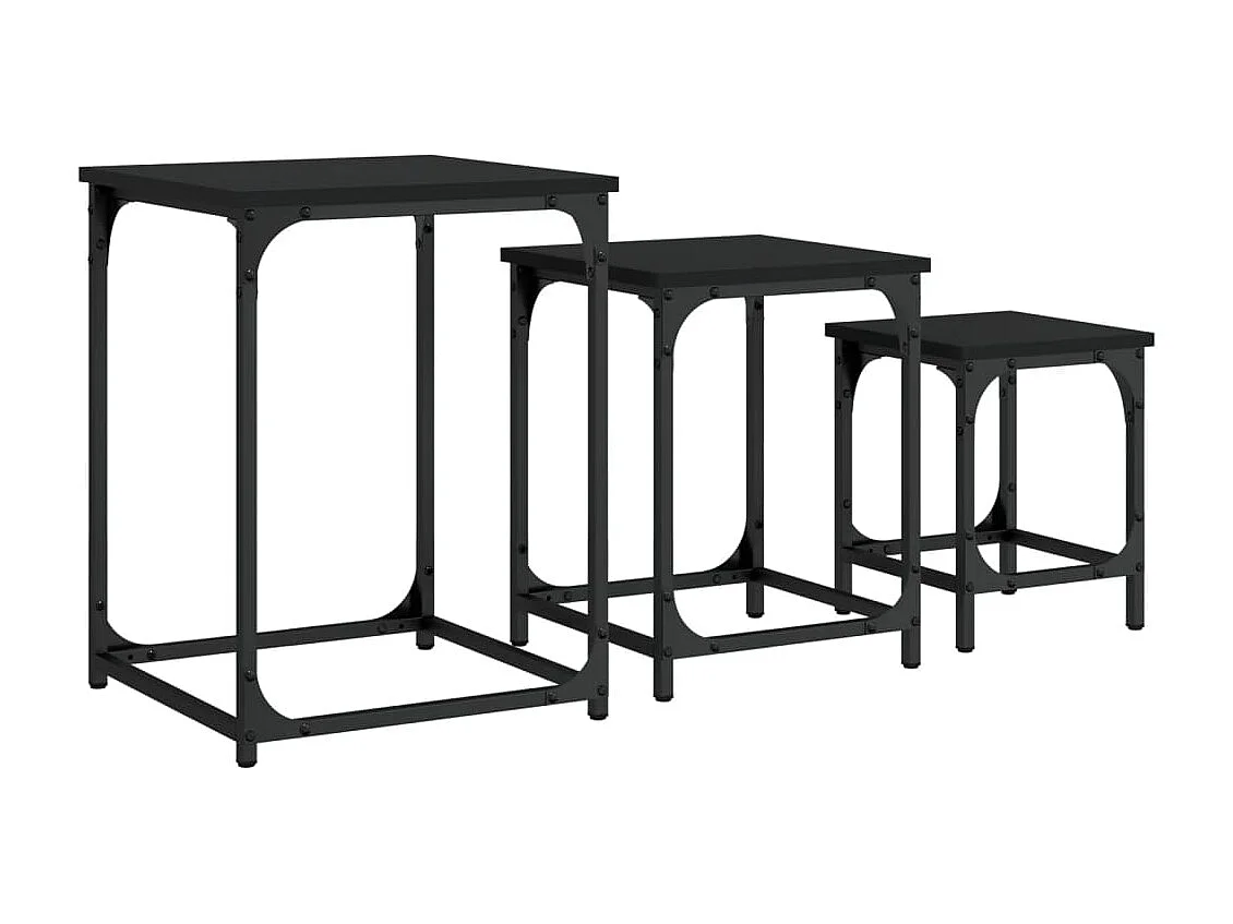 Tables basses gigognes 3 pièces noir bois d'ingénierie