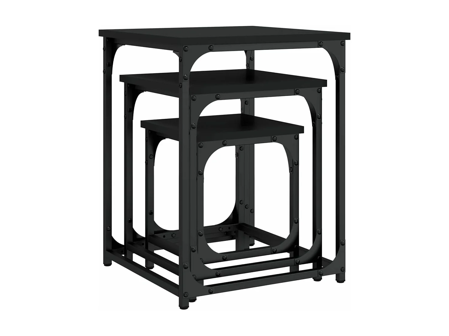 Tables basses gigognes 3 pièces noir bois d'ingénierie