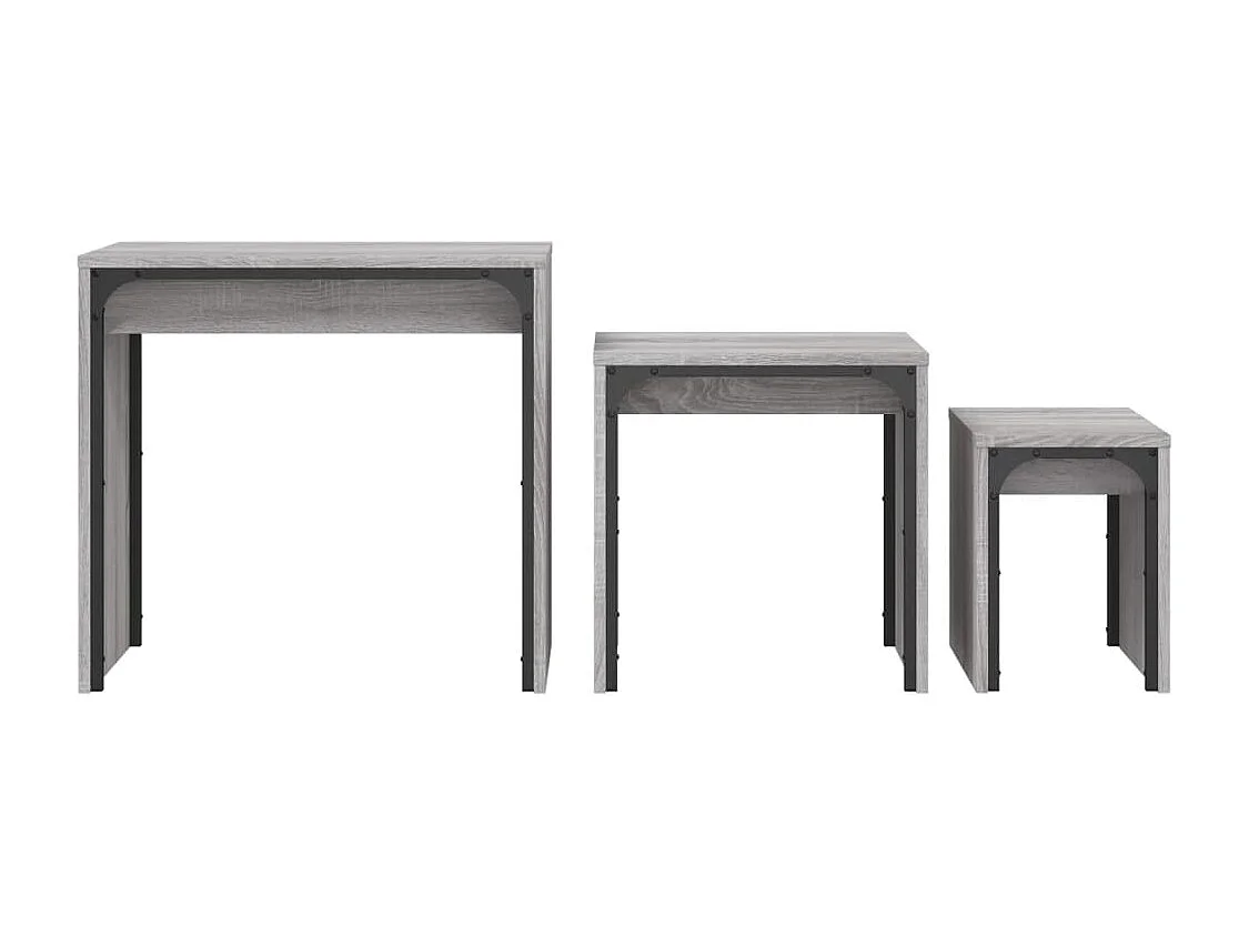 Tables basses gigognes 3 pièces sonoma gris bois d'ingénierie