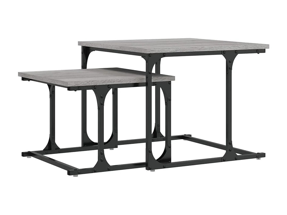 Table basse gigogne 2 pièces sonoma gris bois d'ingénierie