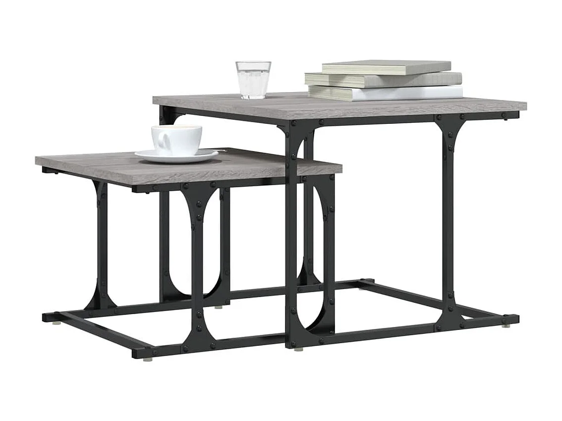 Table basse gigogne 2 pièces sonoma gris bois d'ingénierie