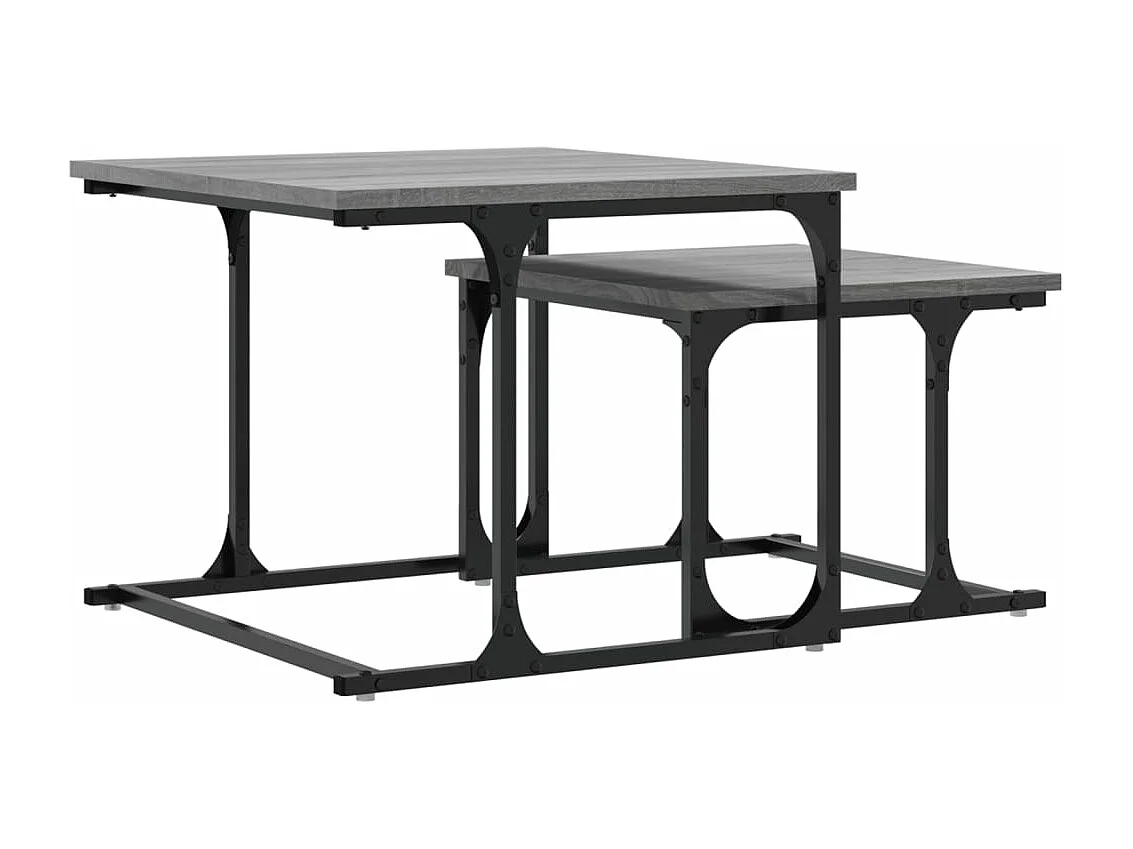 Table basse gigogne 2 pièces sonoma gris bois d'ingénierie