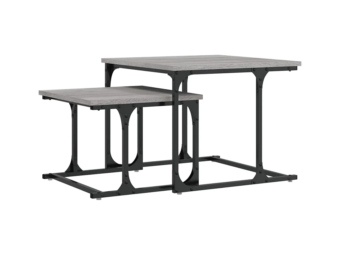 Table basse gigogne 2 pièces sonoma gris bois d'ingénierie
