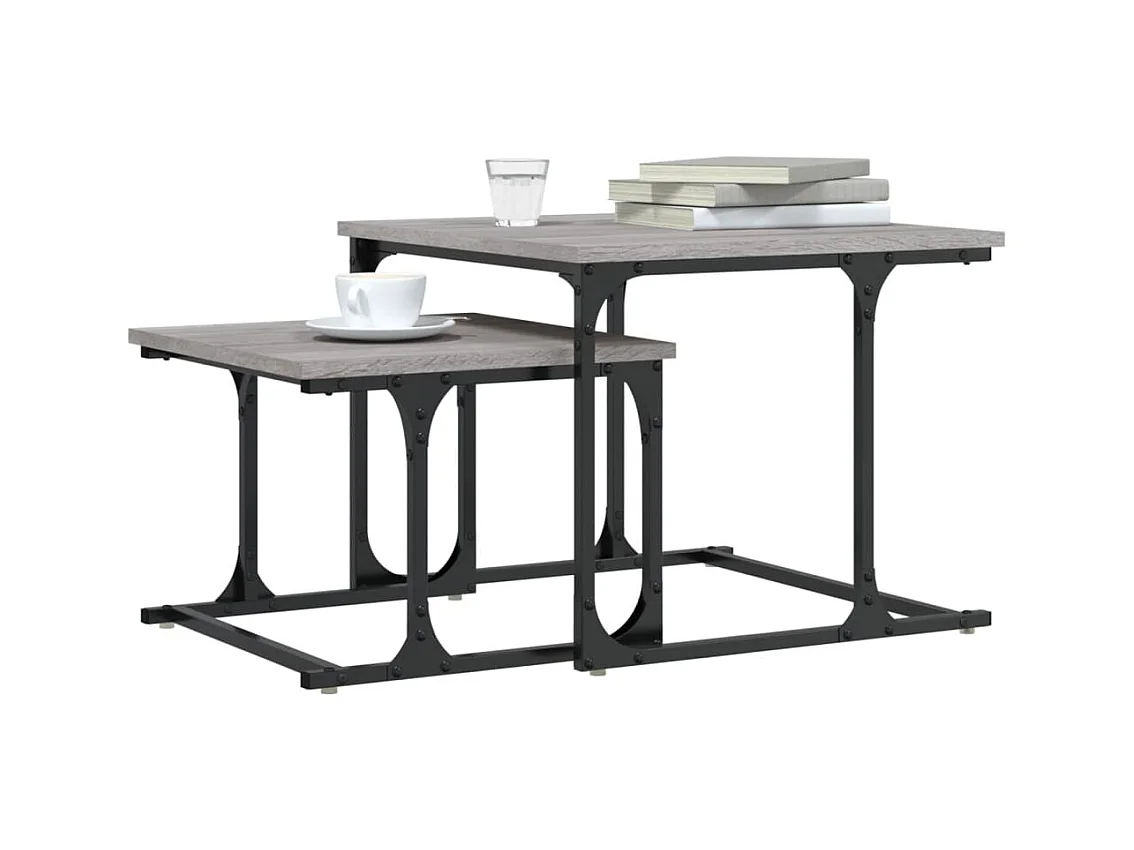 Table basse gigogne 2 pièces sonoma gris bois d'ingénierie