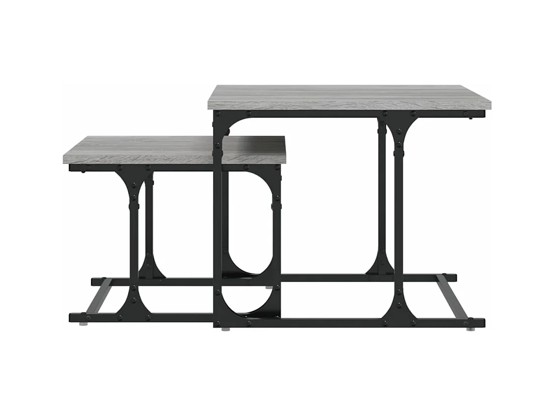 Table basse gigogne 2 pièces sonoma gris bois d'ingénierie