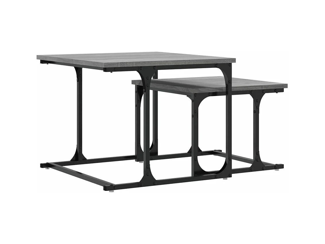 Table basse gigogne 2 pièces sonoma gris bois d'ingénierie