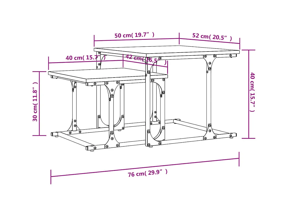 Table basse gigogne 2 pièces sonoma gris bois d'ingénierie