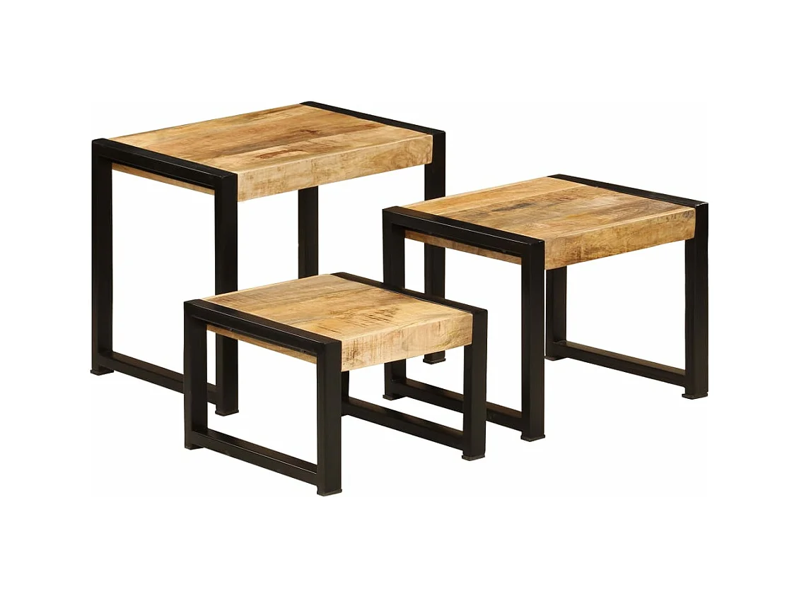 Tables gigognes 3 pièces Bois solide de manguier
