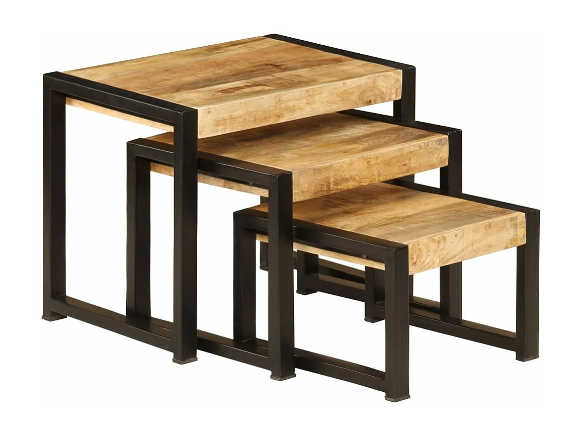 Tables gigognes 3 pièces Bois solide de manguier