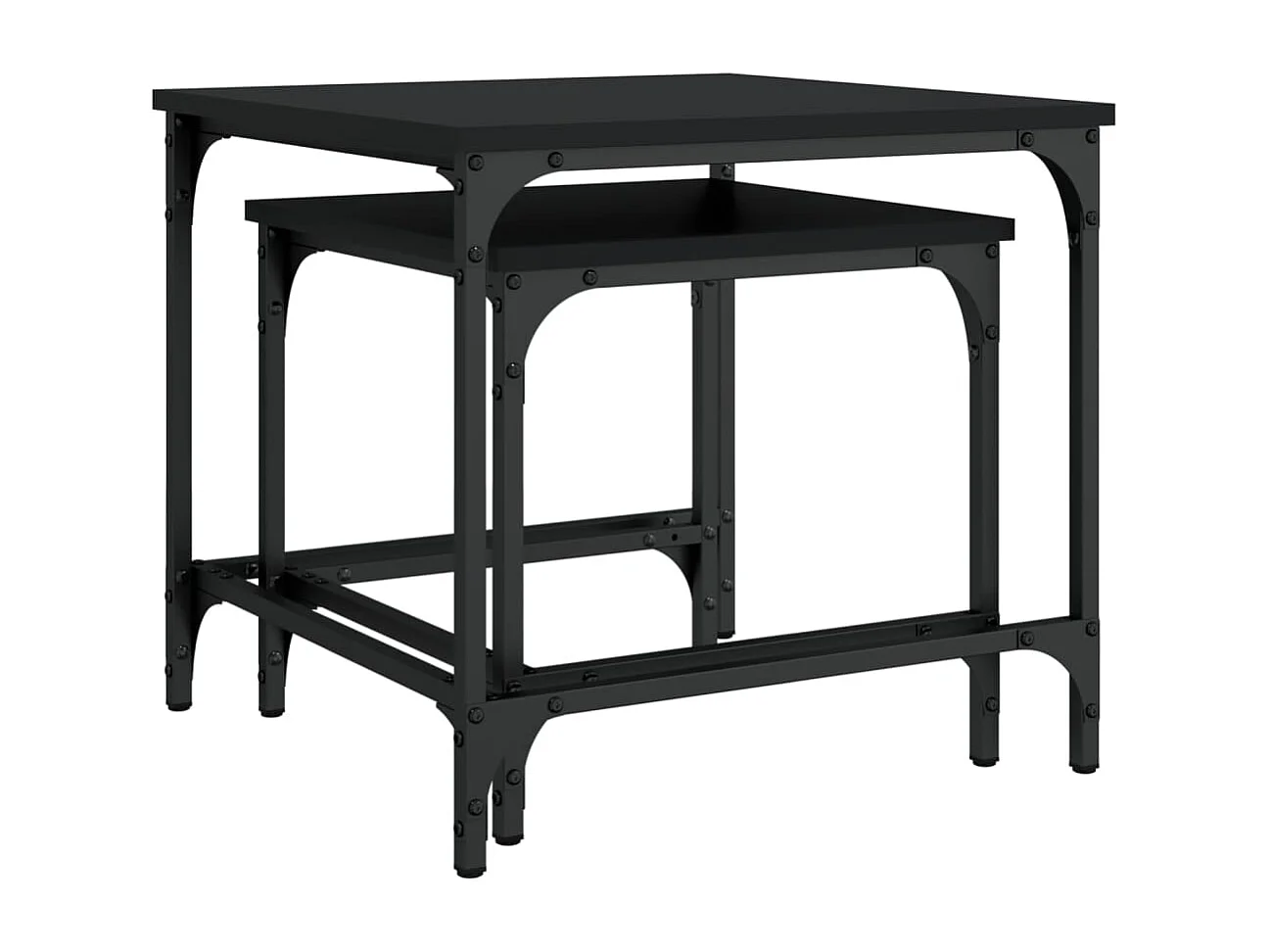 Tables basses gigognes 2 pièces noir bois d'ingénierie