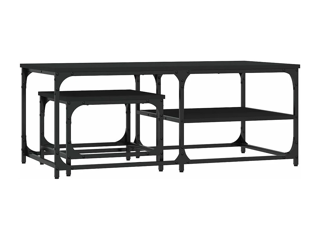 Tables basses gigognes 2 pièces noir bois d'ingénierie