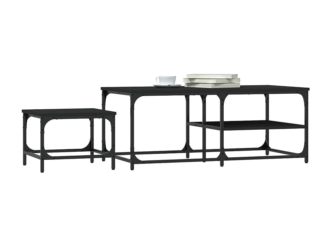 Tables basses gigognes 2 pièces noir bois d'ingénierie