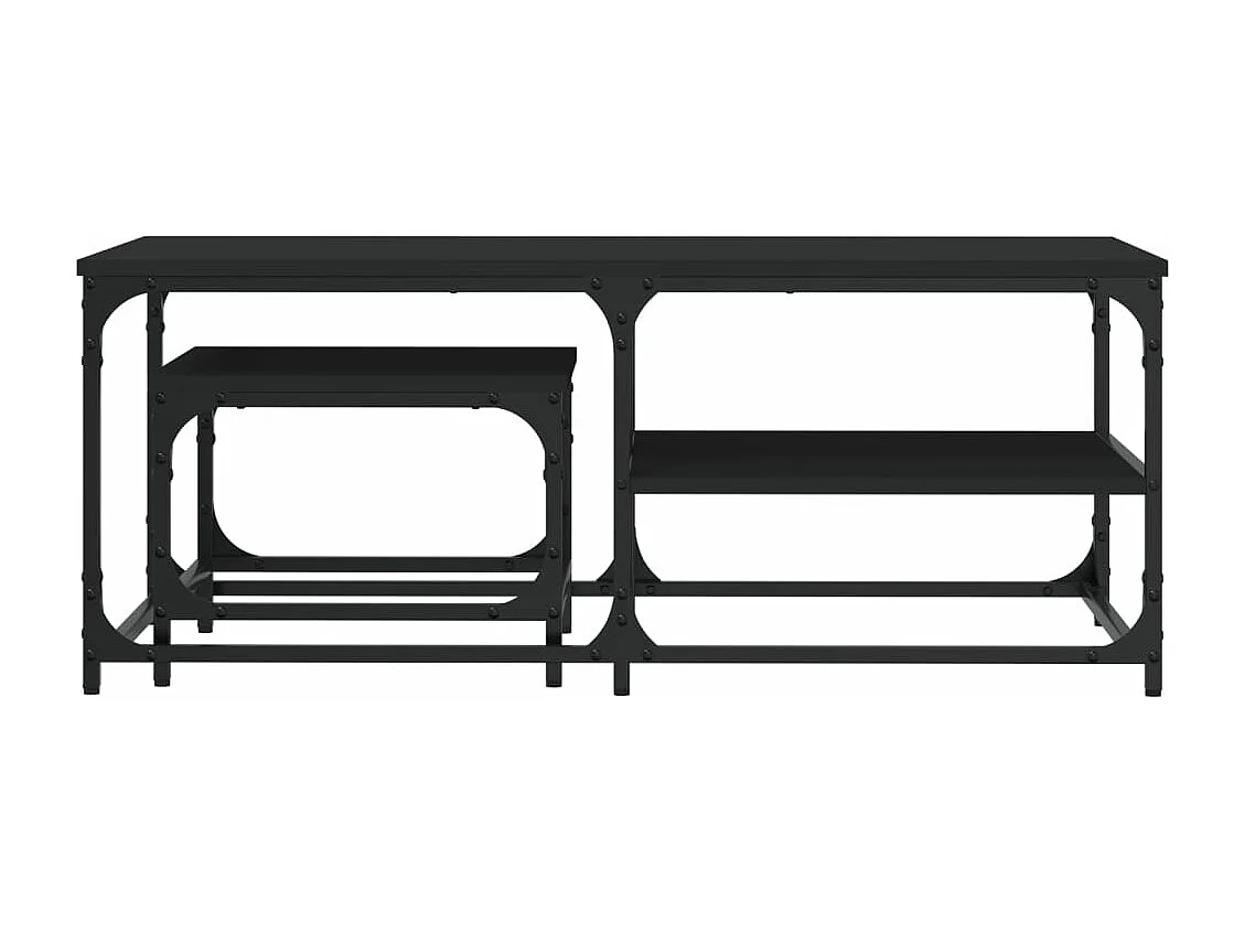 Tables basses gigognes 2 pièces noir bois d'ingénierie