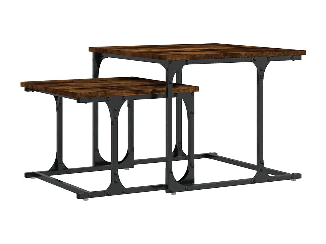 Table basse gigogne 2 pièces chêne fumé bois d'ingénierie