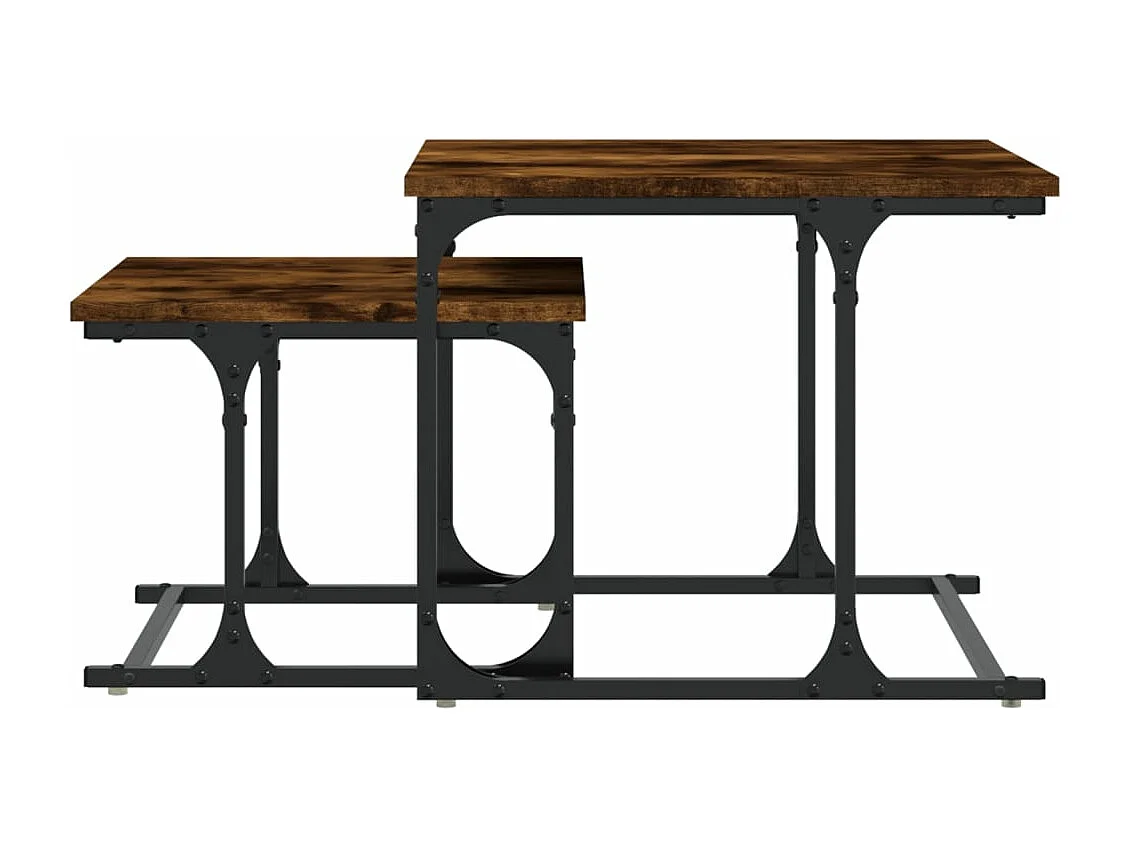 Table basse gigogne 2 pièces chêne fumé bois d'ingénierie