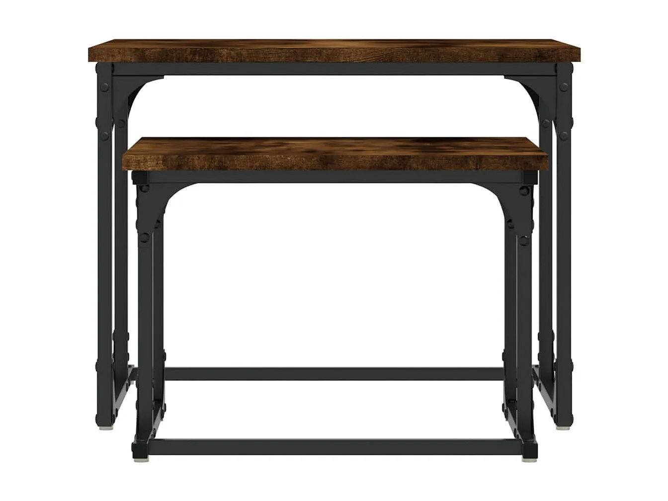 Table basse gigogne 2 pièces chêne fumé bois d'ingénierie