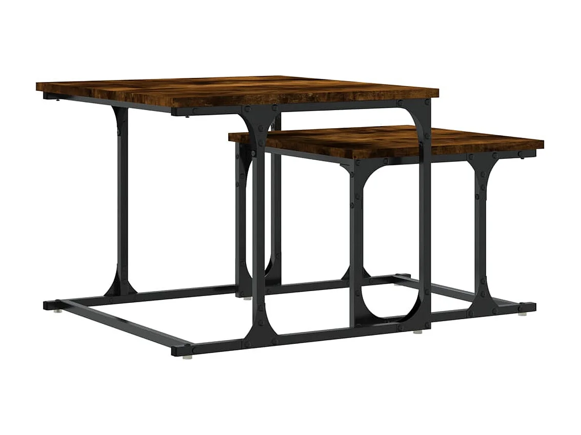 Table basse gigogne 2 pièces chêne fumé bois d'ingénierie