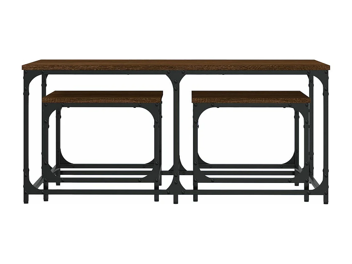 Tables basses gigognes 3 pièces chêne marron bois d'ingénierie