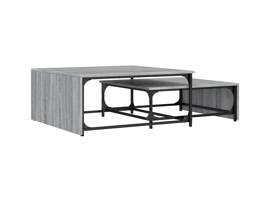 Tables basses gigognes 2 pièces sonoma gris bois d'ingénierie métal