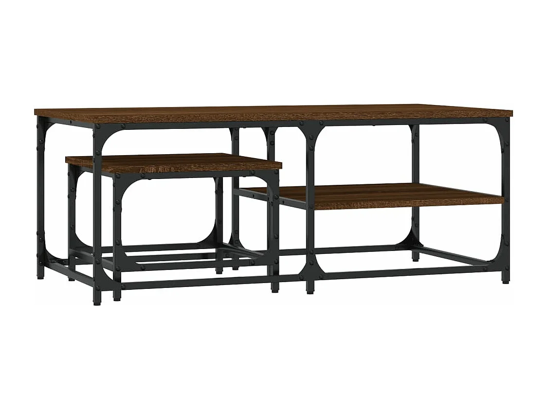 Tables basses gigognes 2 pièces chêne marron bois d'ingénierie