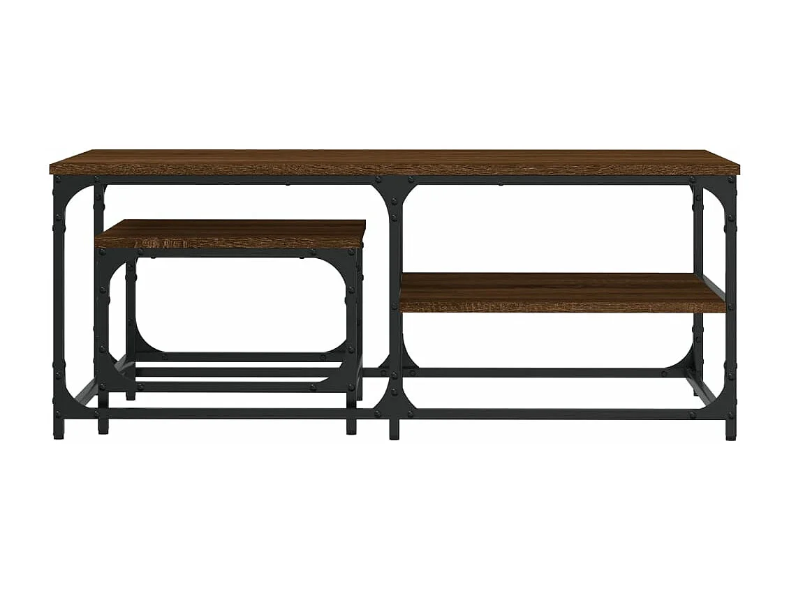 Tables basses gigognes 2 pièces chêne marron bois d'ingénierie