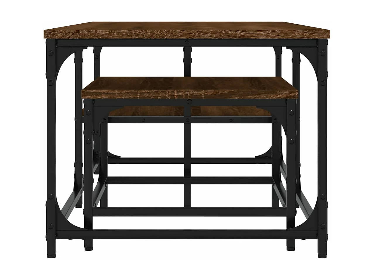 Tables basses gigognes 2 pièces chêne marron bois d'ingénierie