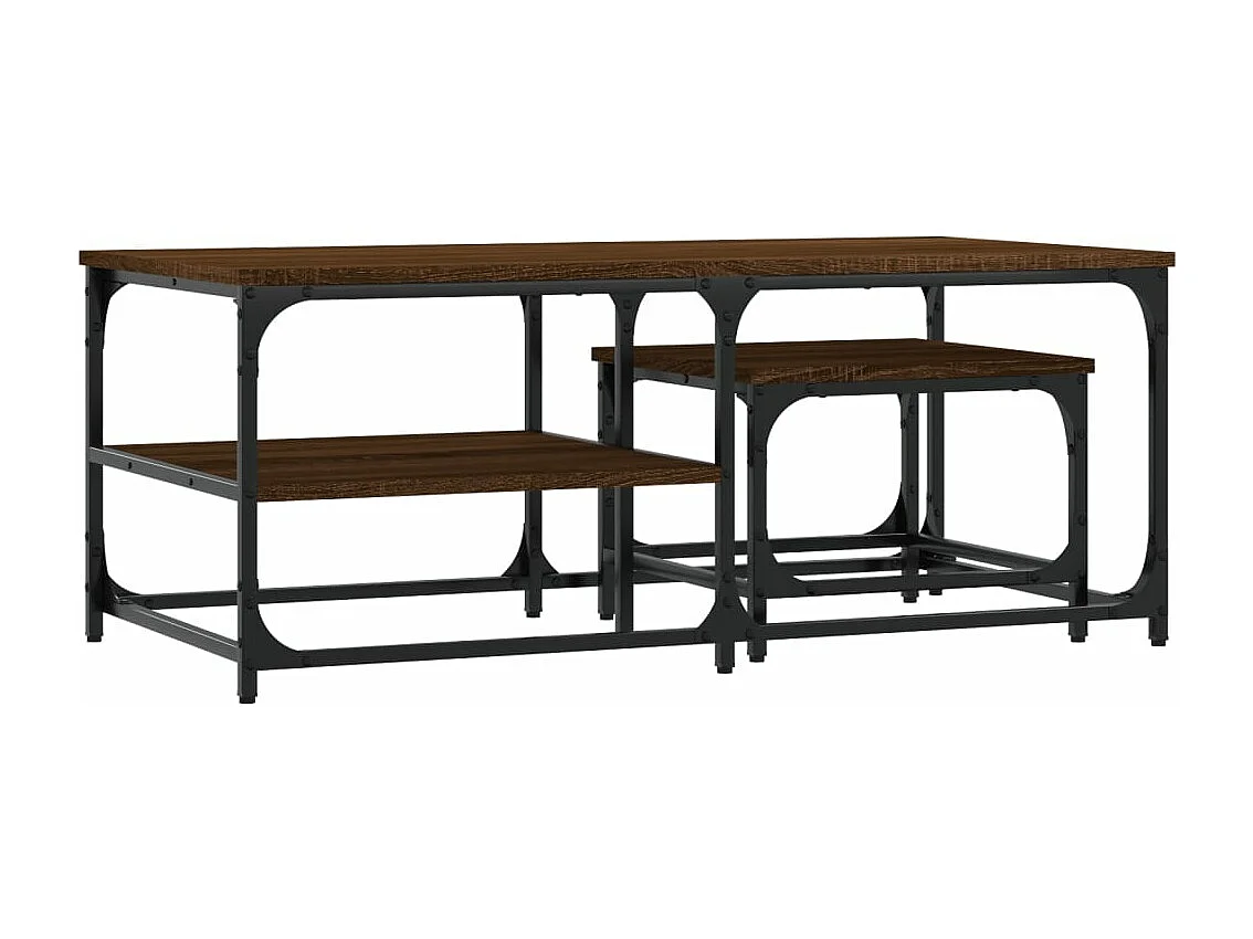 Tables basses gigognes 2 pièces chêne marron bois d'ingénierie