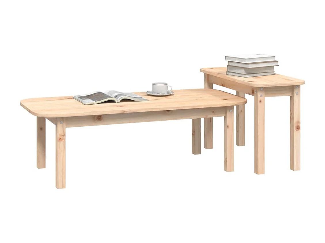 Ensemble de tables basses 2 pièces Bois massif de pin