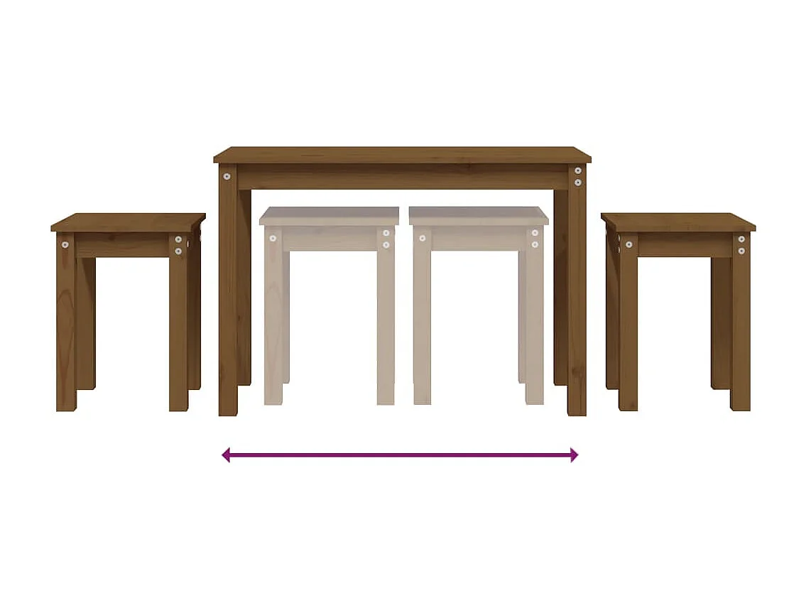 Tables gigognes 3 pièces Marron miel Bois de pin massif