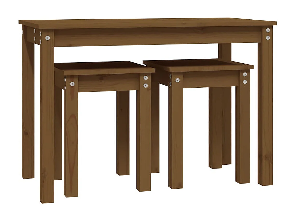 Tables gigognes 3 pièces Marron miel Bois de pin massif