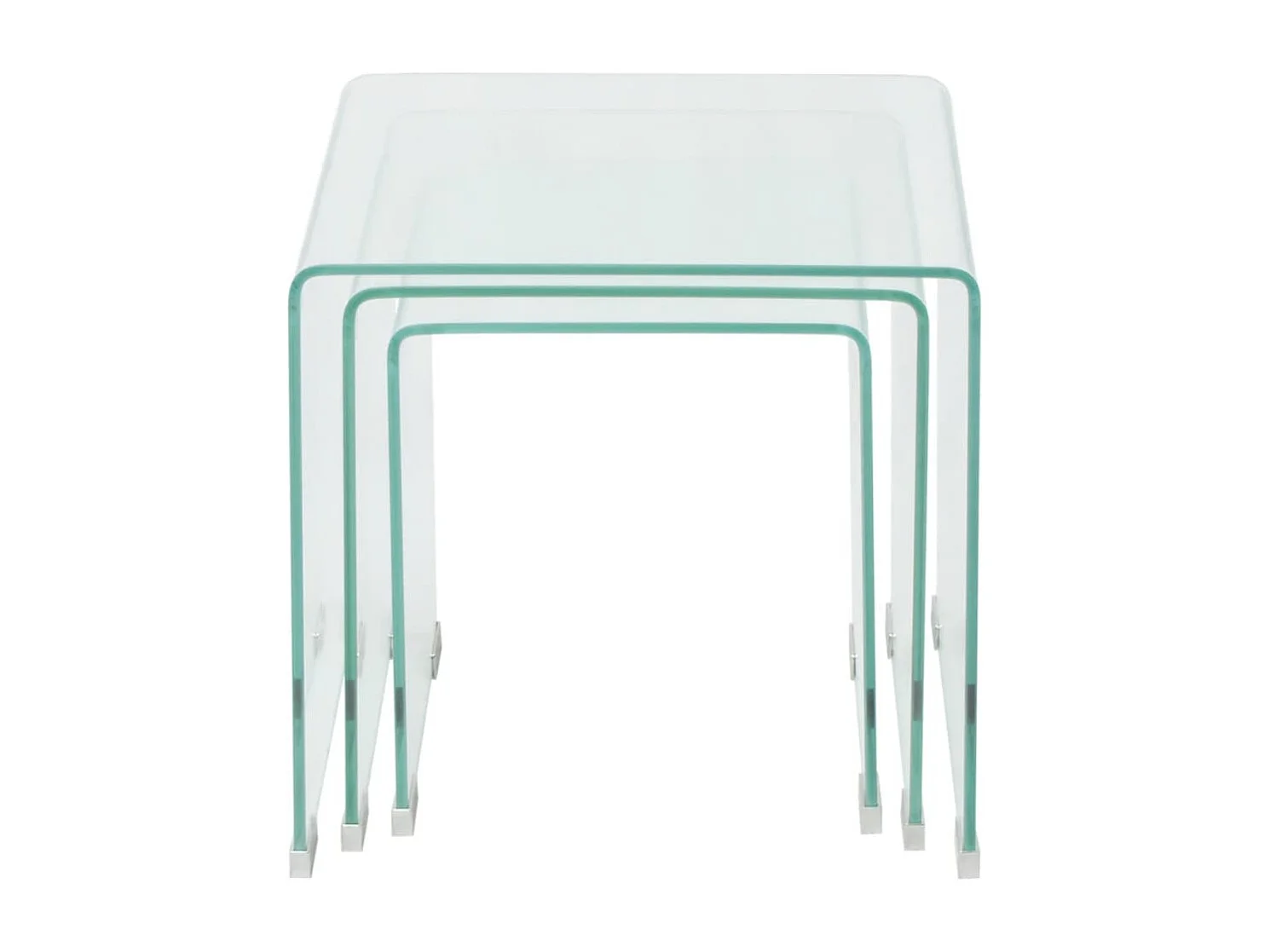 Bijzettafel set 3-dlg transparant gehard glas