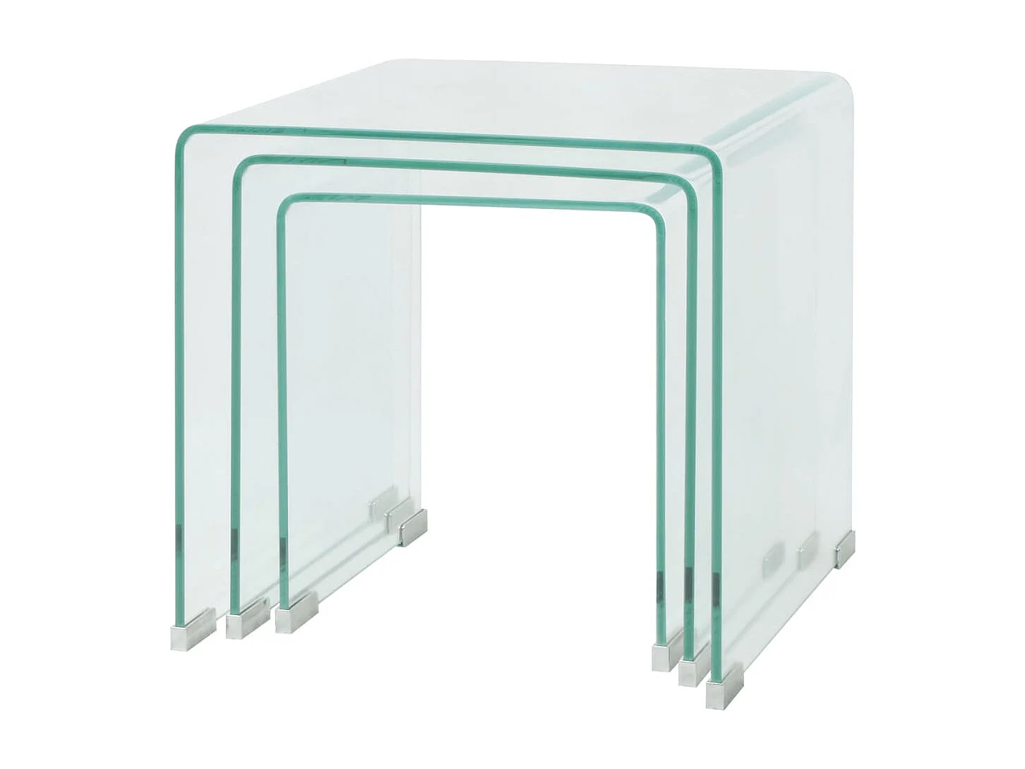 Bijzettafel set 3-dlg transparant gehard glas
