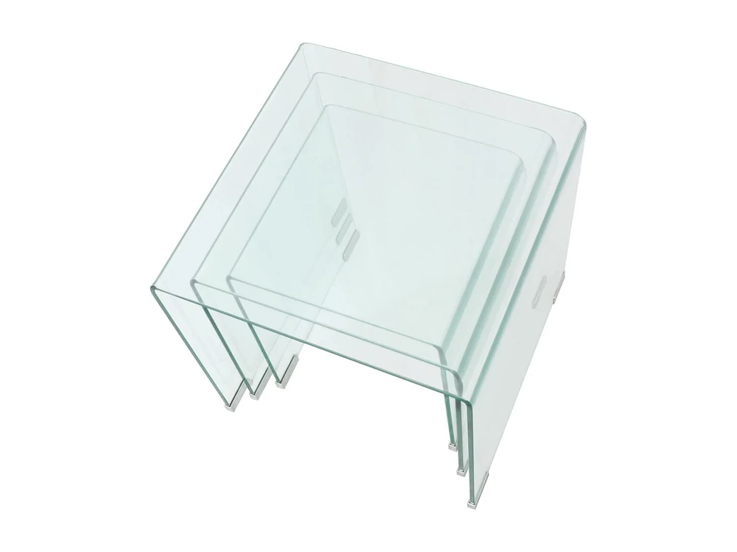 Ensemble de tables gigognes 3 Pièces Verre trempé Transparent