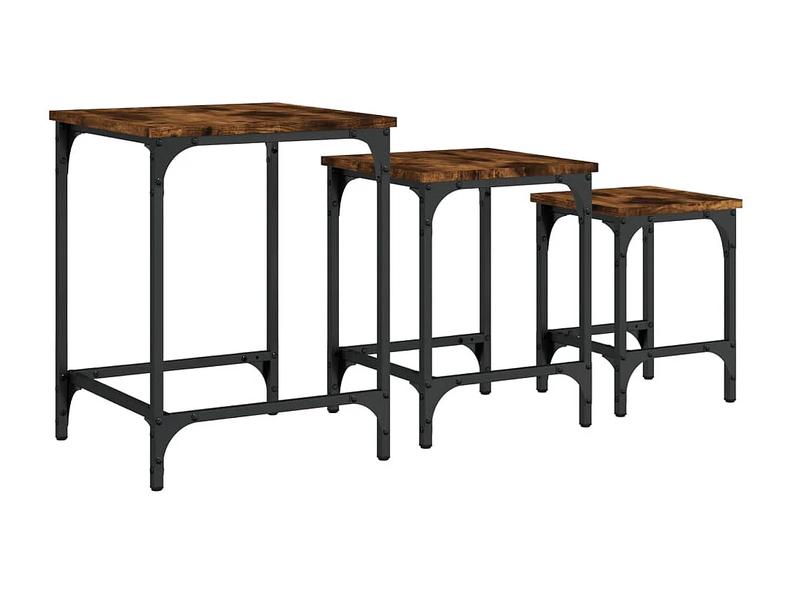 Tables basses gigognes 3 pièces chêne fumé bois d'ingénierie