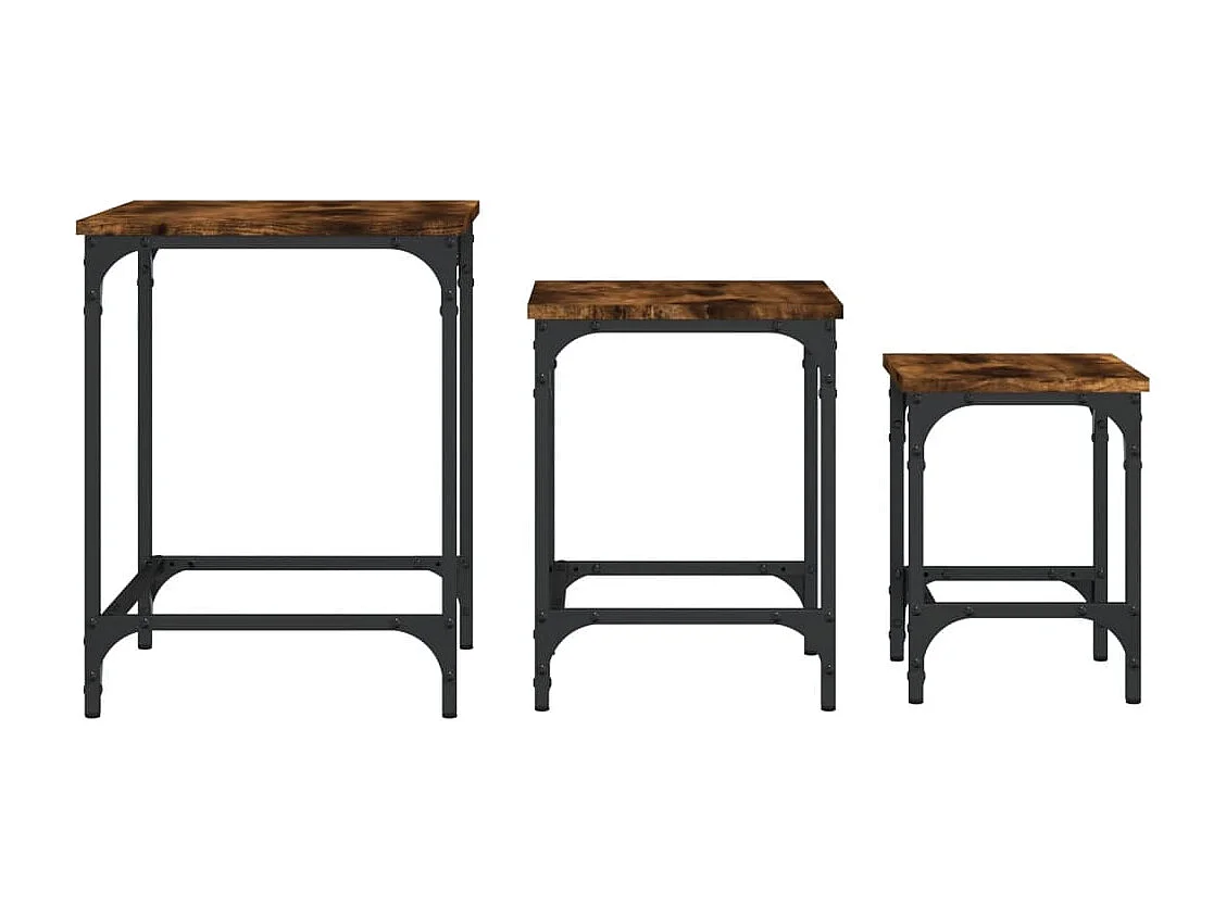 Tables basses gigognes 3 pièces chêne fumé bois d'ingénierie