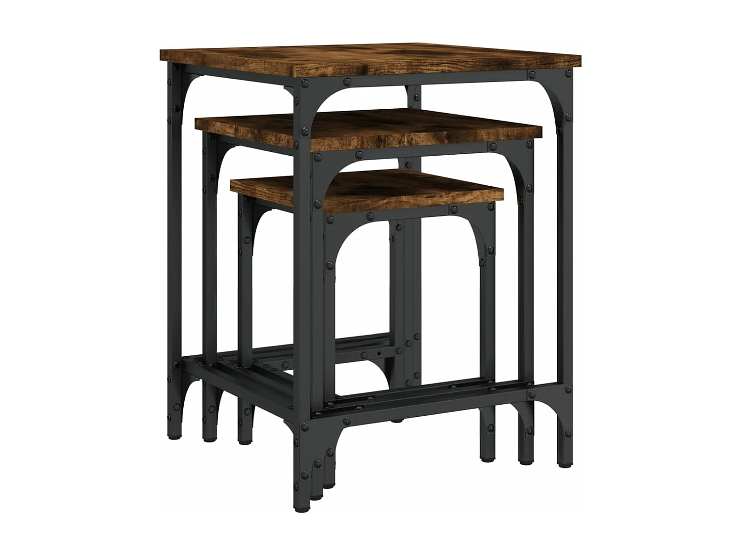 Tables basses gigognes 3 pièces chêne fumé bois d'ingénierie