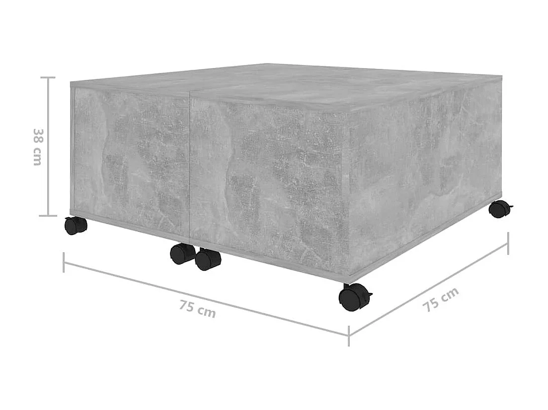 Salontafel 75x75x38 cm bewerkt hout betongrijs