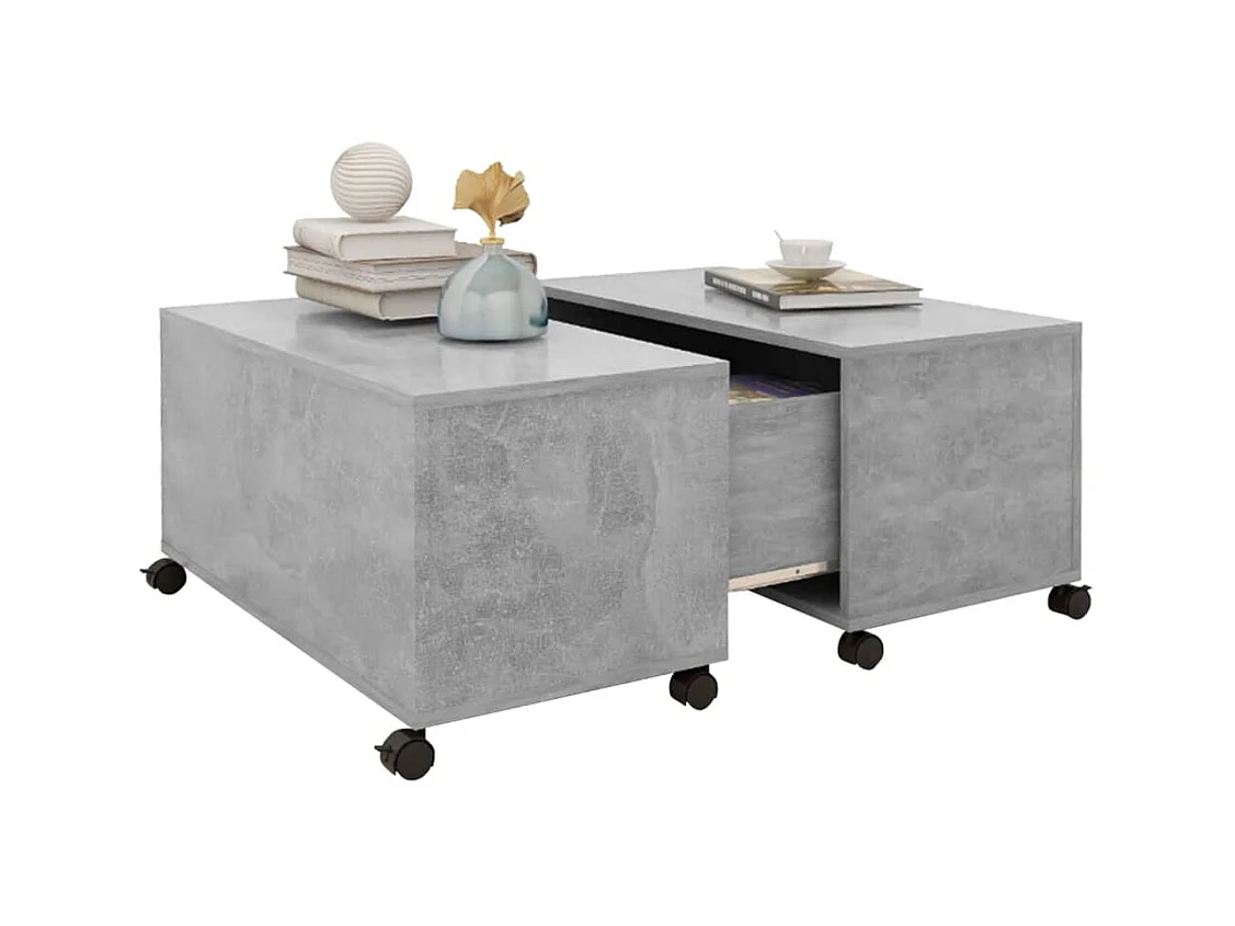 Mesa de centro madera contrachapada gris hormigón 75x75x38 cm