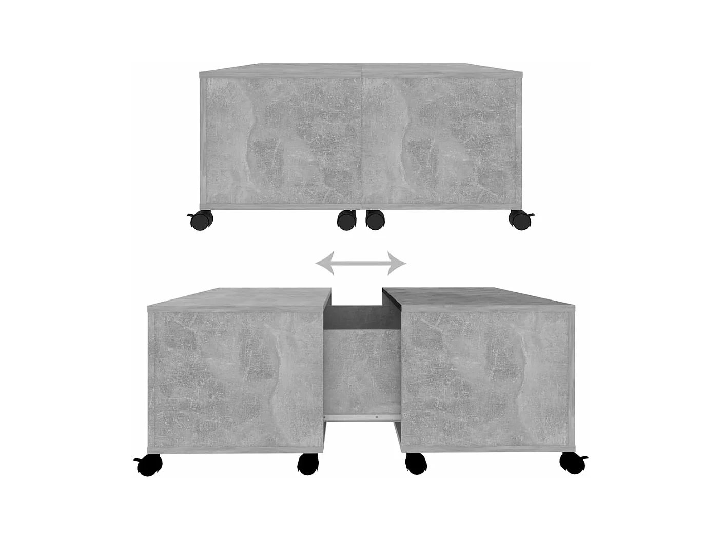 Mesa de centro madera contrachapada gris hormigón 75x75x38 cm